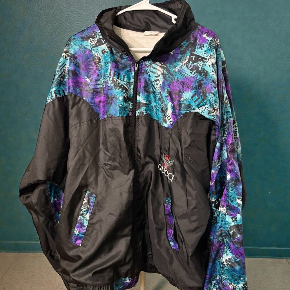 Gucci windbreaker (blue and black + purple pattern)  Genuine vintage Size - XXL